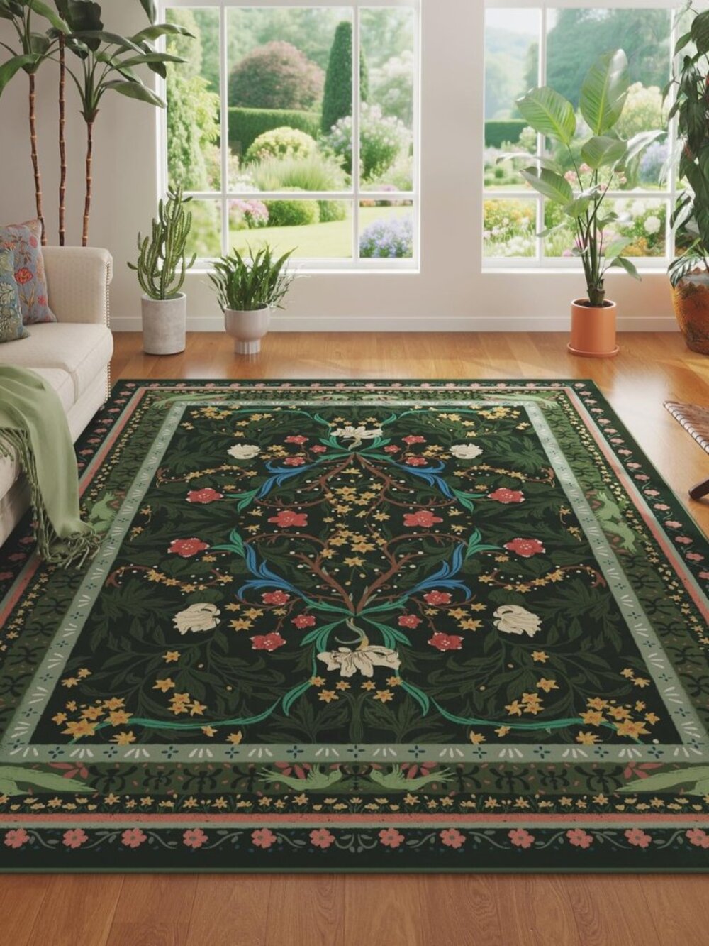 Area Rugs 8x10 for Living Room Clearance Washable Vintage Floral Botanical Rug